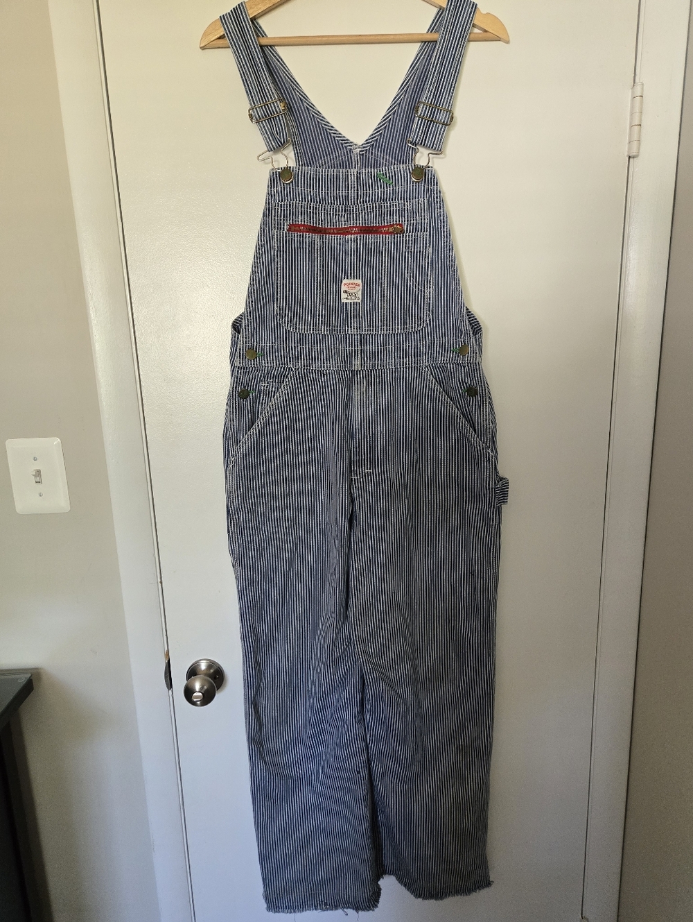 Vintage Pointer 100% Cotton Blue Stripe Overalls Size 32x30